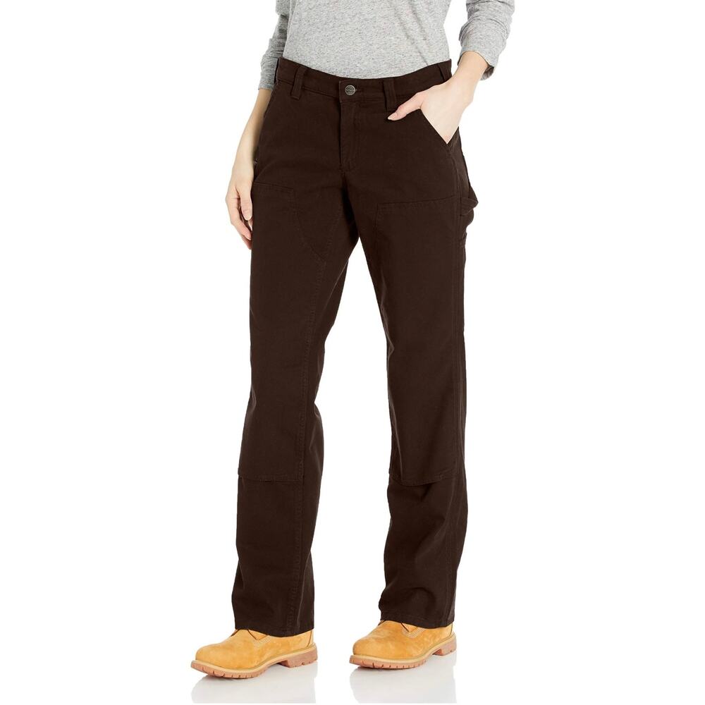 Carhartt Women's Dark Brown Rugged Flex Loose Fit Canvas Work Pants Size 4T